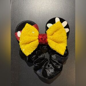 Mickey Mouse Inspired Hair Scrunchie with Bow